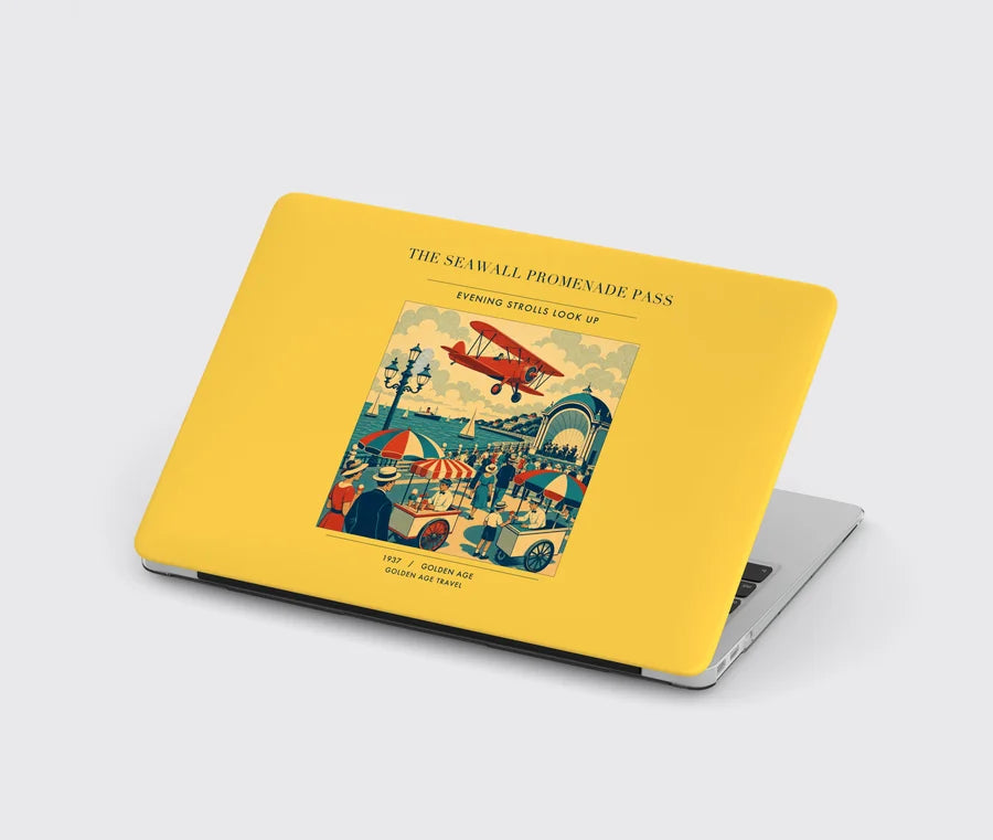 VINTAGE G4476 - The Seawall Promenade Pass - Designed MacBook Cases design on yellow