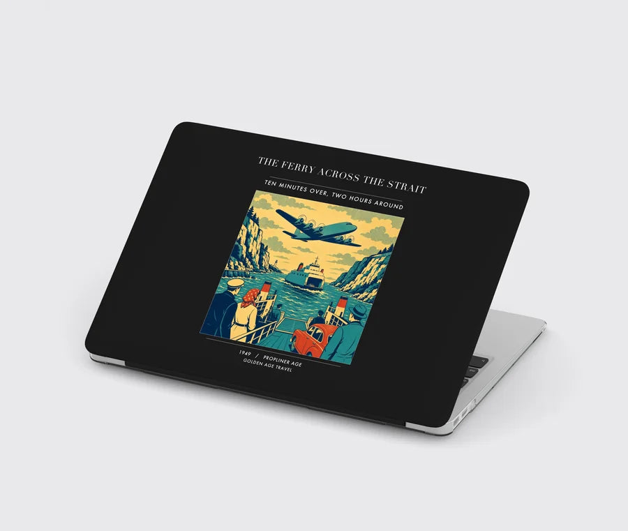 VINTAGE G4478 - The Ferry Across The Strait - Designed MacBook Cases design on black