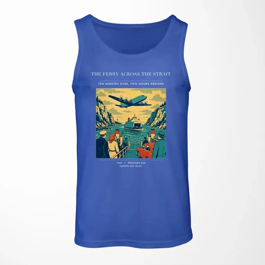VINTAGE G4478 - The Ferry Across The Strait - Designed Tank Tops design on blue