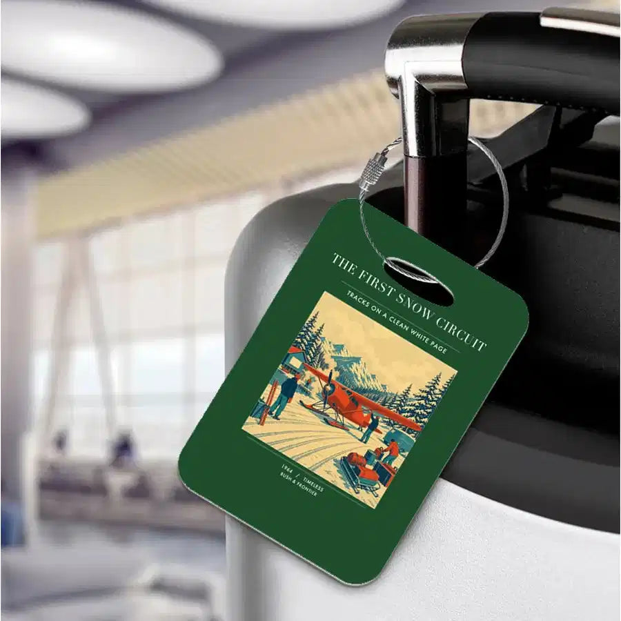 VINTAGE G4480 - The First Snow Circuit - Acrylic Luggage Tags design on darkgreen