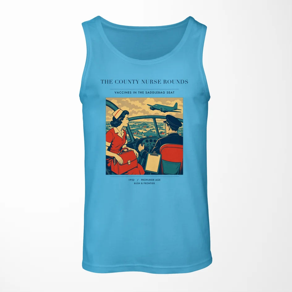 VINTAGE G4481 - The County Nurse Rounds - Designed Tank Tops design on skyblue