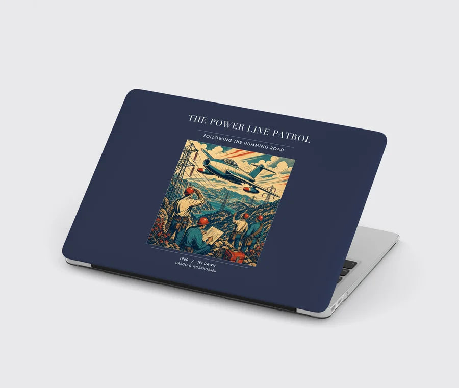VINTAGE G4484 - The Power Line Patrol - Designed MacBook Cases design on navyblue