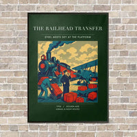 Thumbnail for VINTAGE G4485 - The Railhead Transfer - Vertical Canvas Prints design on darkgreen frame