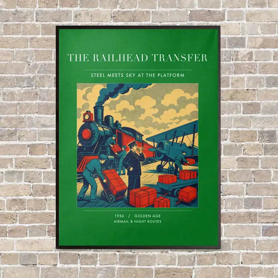 VINTAGE G4485 - The Railhead Transfer - Vertical Canvas Prints design on green frame