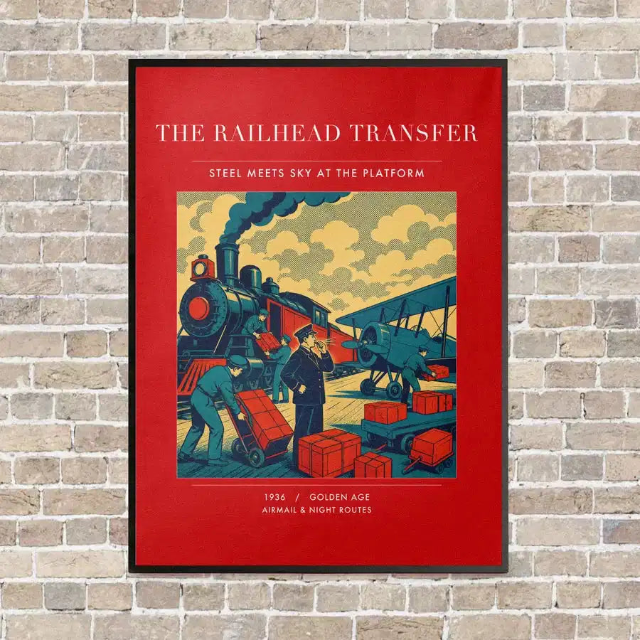 VINTAGE G4485 - The Railhead Transfer - Vertical Canvas Prints design on red frame