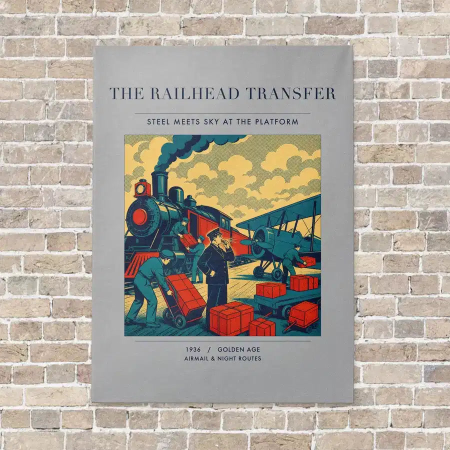 VINTAGE G4485 - The Railhead Transfer - Vertical Canvas Prints design on lightgray no-frame