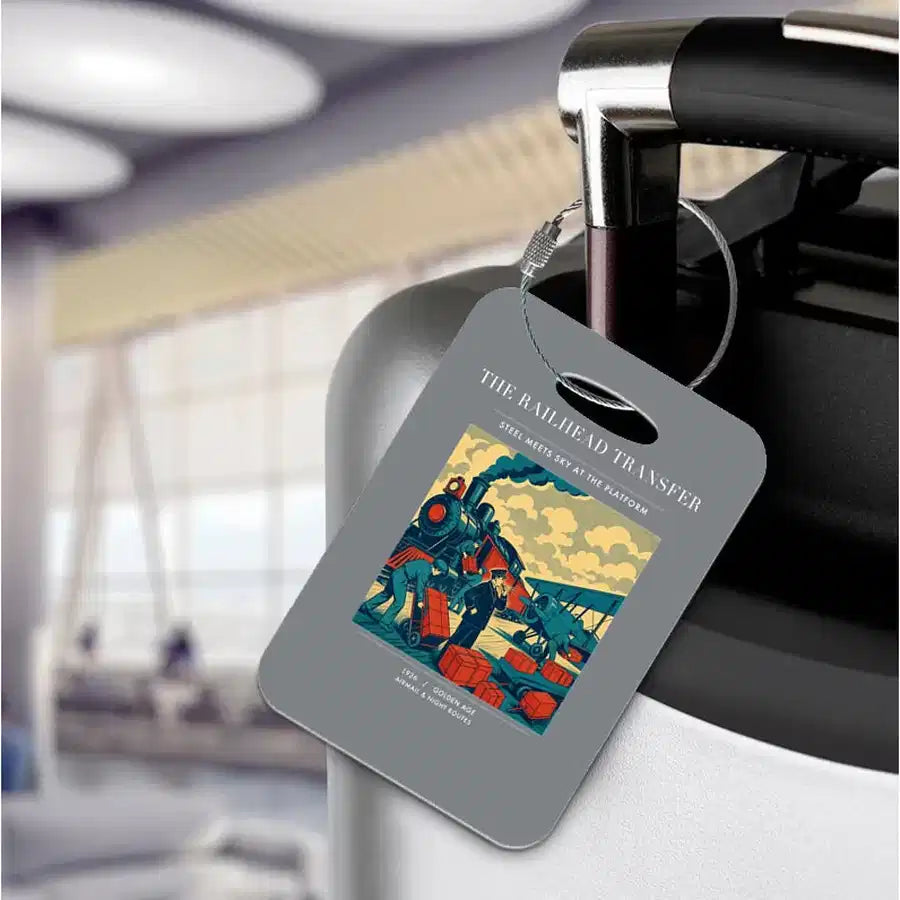 VINTAGE G4485 - The Railhead Transfer - Acrylic Luggage Tags design on gray
