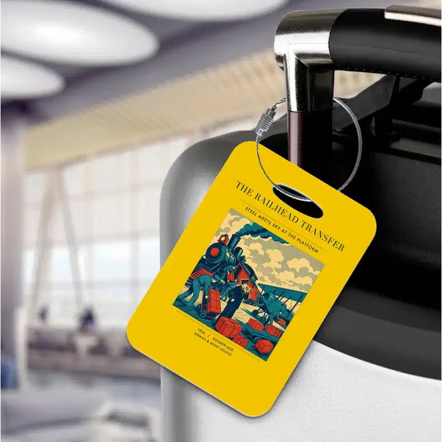 VINTAGE G4485 - The Railhead Transfer - Acrylic Luggage Tags design on yellow