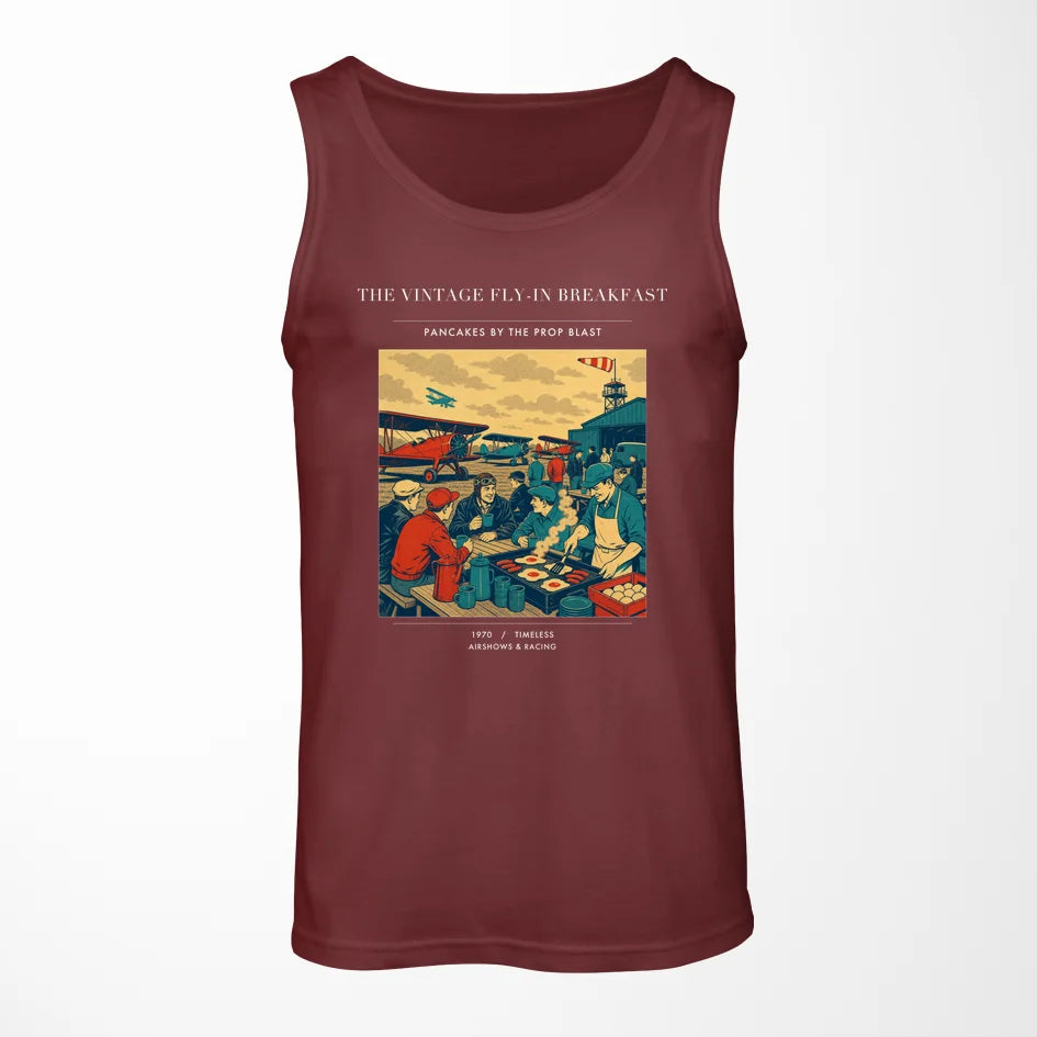 VINTAGE G4487 - The Vintage Fly-In Breakfast - Designed Tank Tops design on darkred