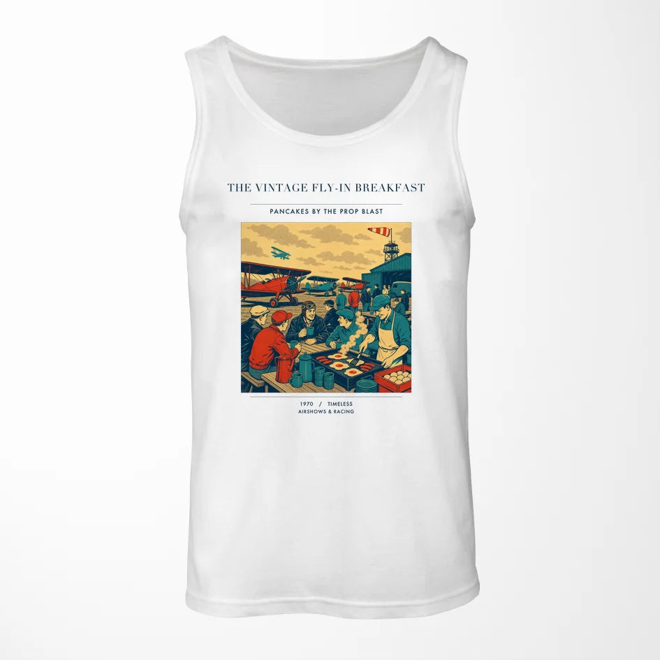 VINTAGE G4487 - The Vintage Fly-In Breakfast - Designed Tank Tops design on white