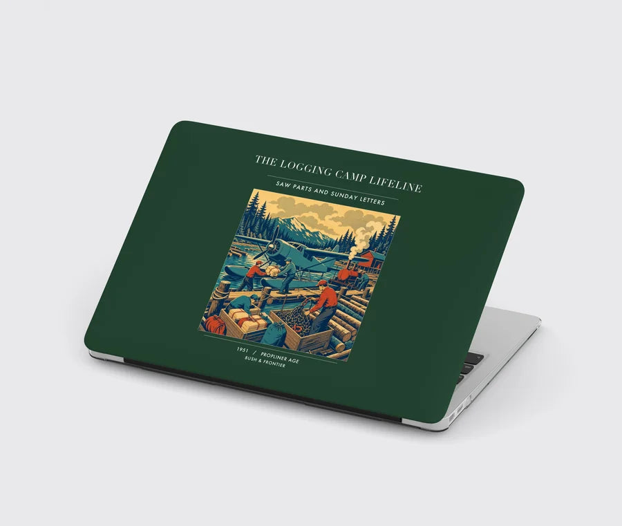 VINTAGE G4488 - The Logging Camp Lifeline - Designed MacBook Cases design on darkgreen
