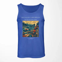 Thumbnail for VINTAGE G4488 - The Logging Camp Lifeline - Designed Tank Tops design on blue