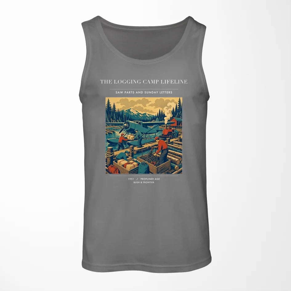 VINTAGE G4488 - The Logging Camp Lifeline - Designed Tank Tops design on gray