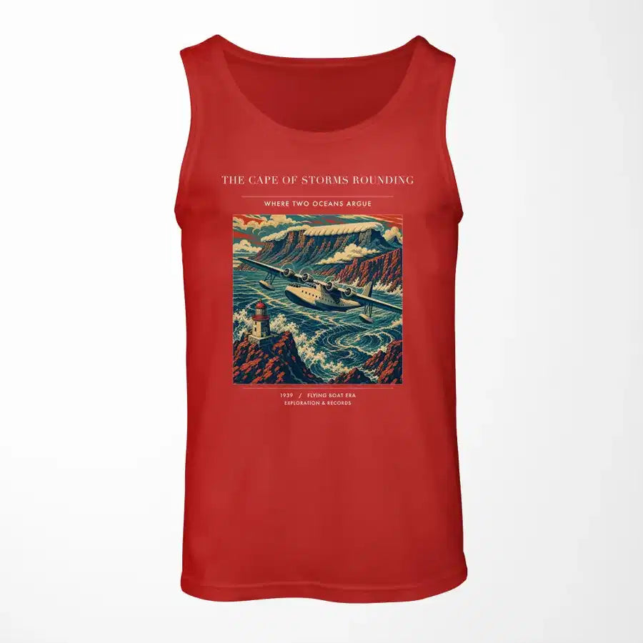 VINTAGE G4494 - The Cape Of Storms Rounding - Designed Tank Tops design on red