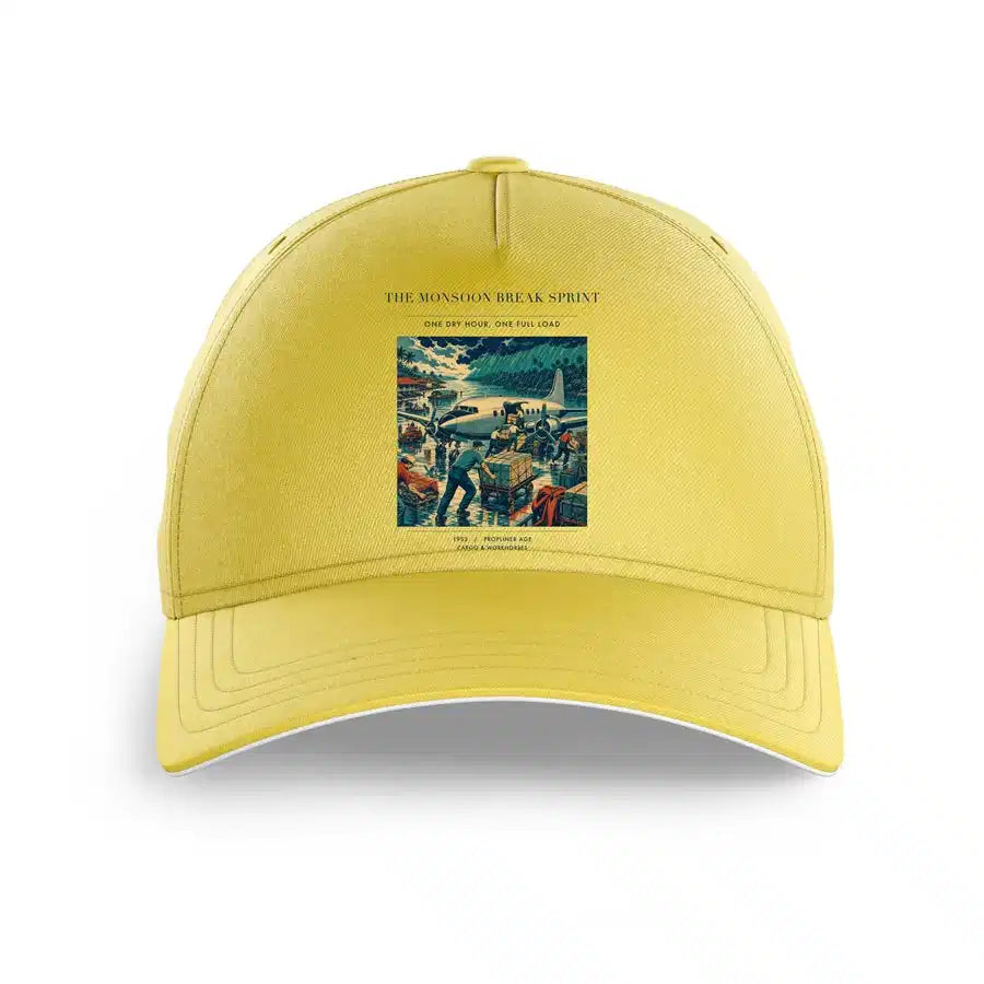VINTAGE G4495 - The Monsoon Break Sprint - Printed Hat design on yellow