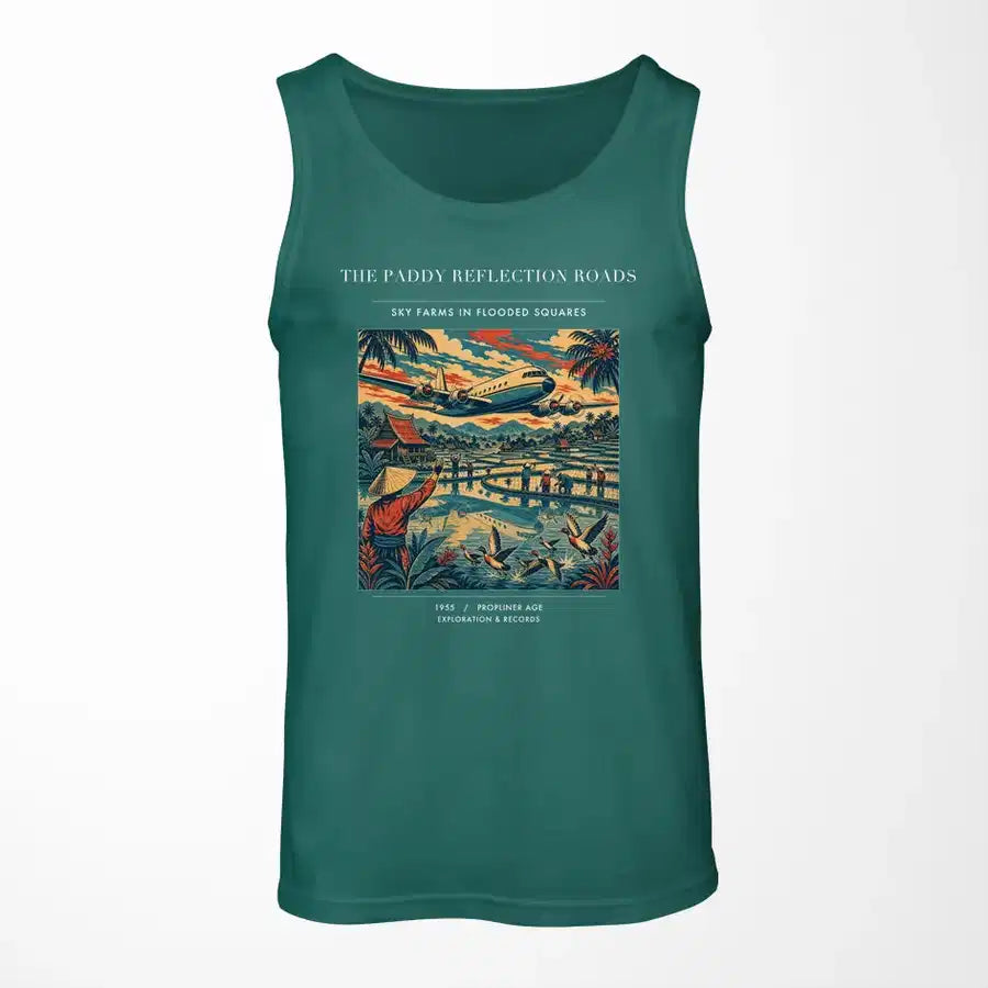 VINTAGE G4497 - The Paddy Reflection Roads - Designed Tank Tops design on green