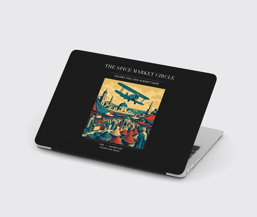 VINTAGE G4498 - The Spice Market Circle - Designed MacBook Cases design on black