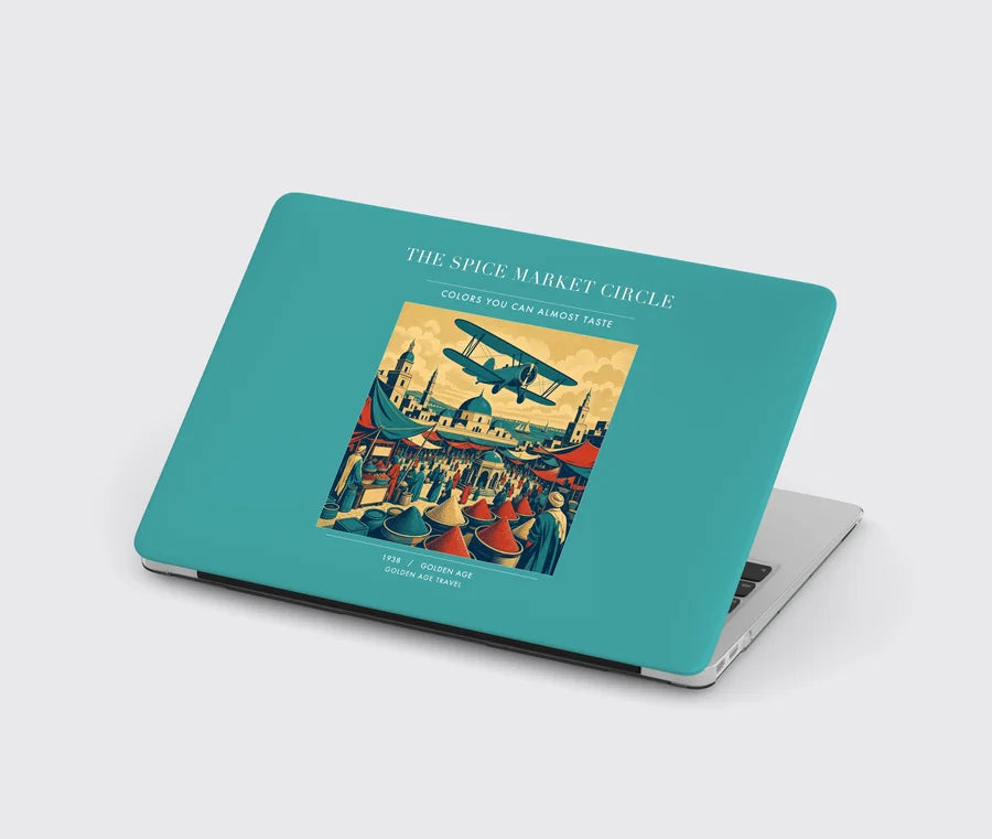 VINTAGE G4498 - The Spice Market Circle - Designed MacBook Cases design on turquoise