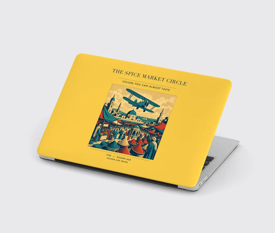 VINTAGE G4498 - The Spice Market Circle - Designed MacBook Cases design on yellow