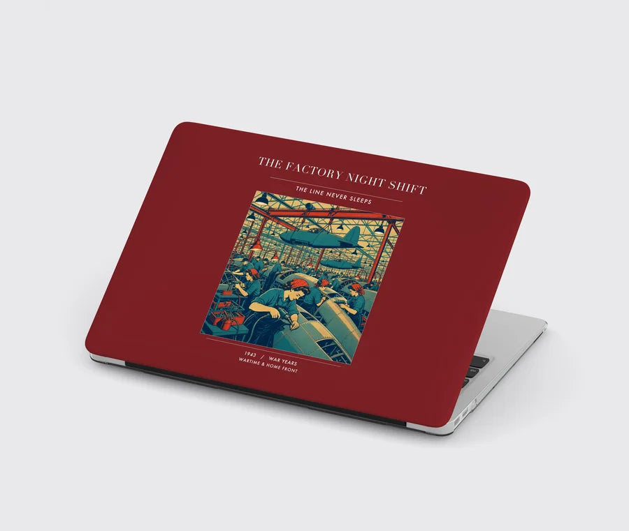 VINTAGE G4502 - The Factory Night Shift - Designed MacBook Cases design on darkred