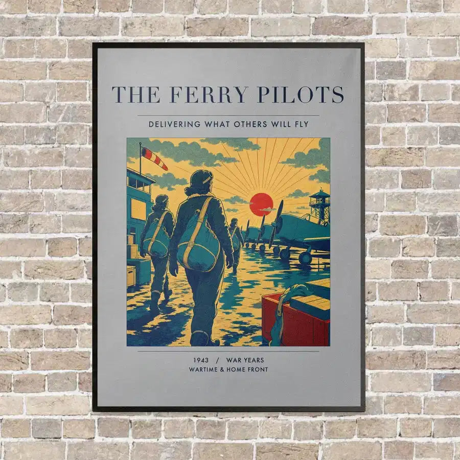 VINTAGE G4503 - The Ferry Pilots - Vertical Canvas Prints design on lightgray frame