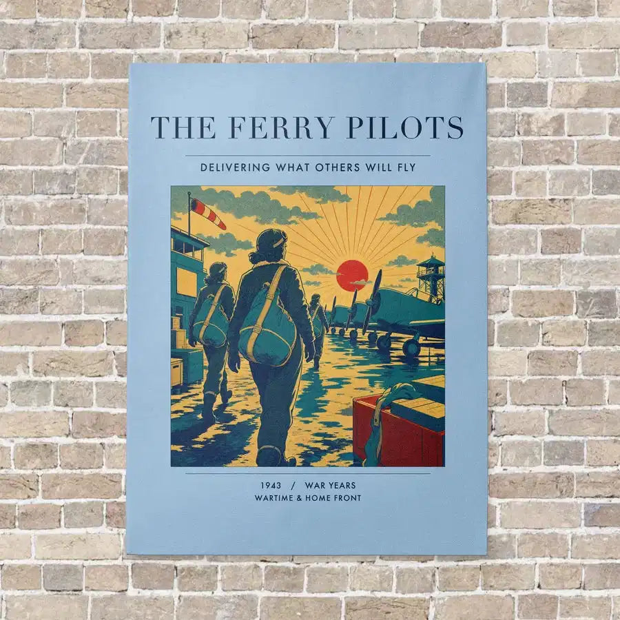 VINTAGE G4503 - The Ferry Pilots - Vertical Canvas Prints design on lightblue no-frame