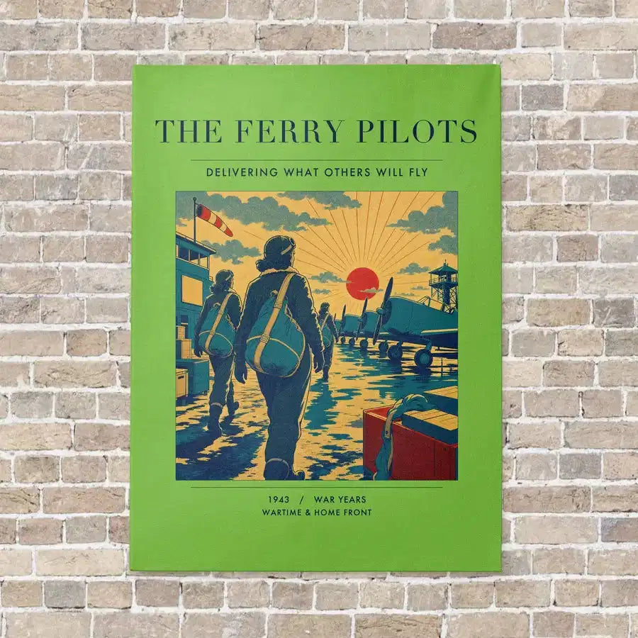 VINTAGE G4503 - The Ferry Pilots - Vertical Canvas Prints design on lightgreen no-frame