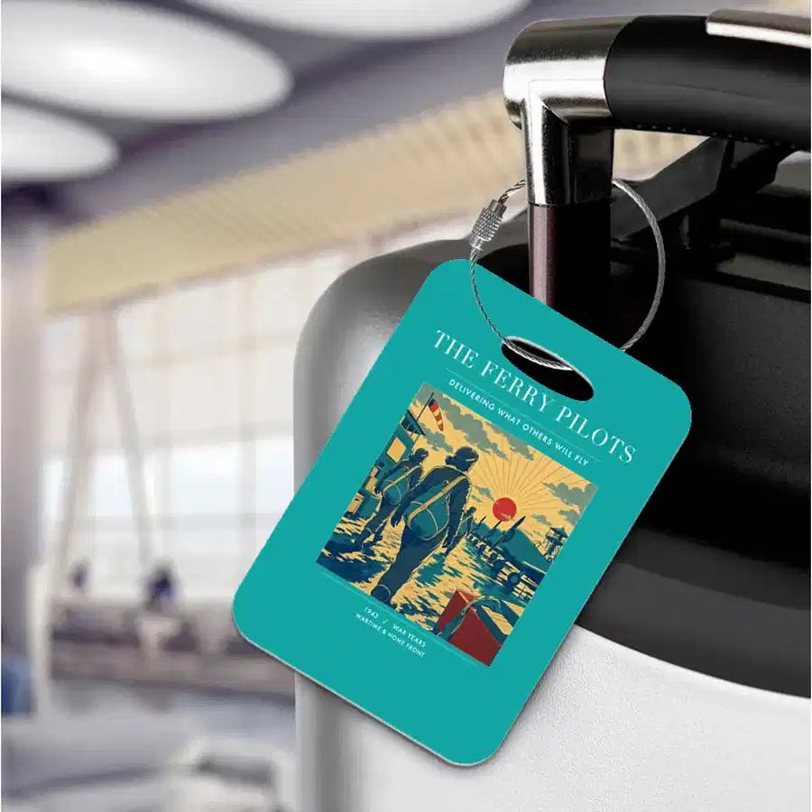 VINTAGE G4503 - The Ferry Pilots - Acrylic Luggage Tags design on turquoise