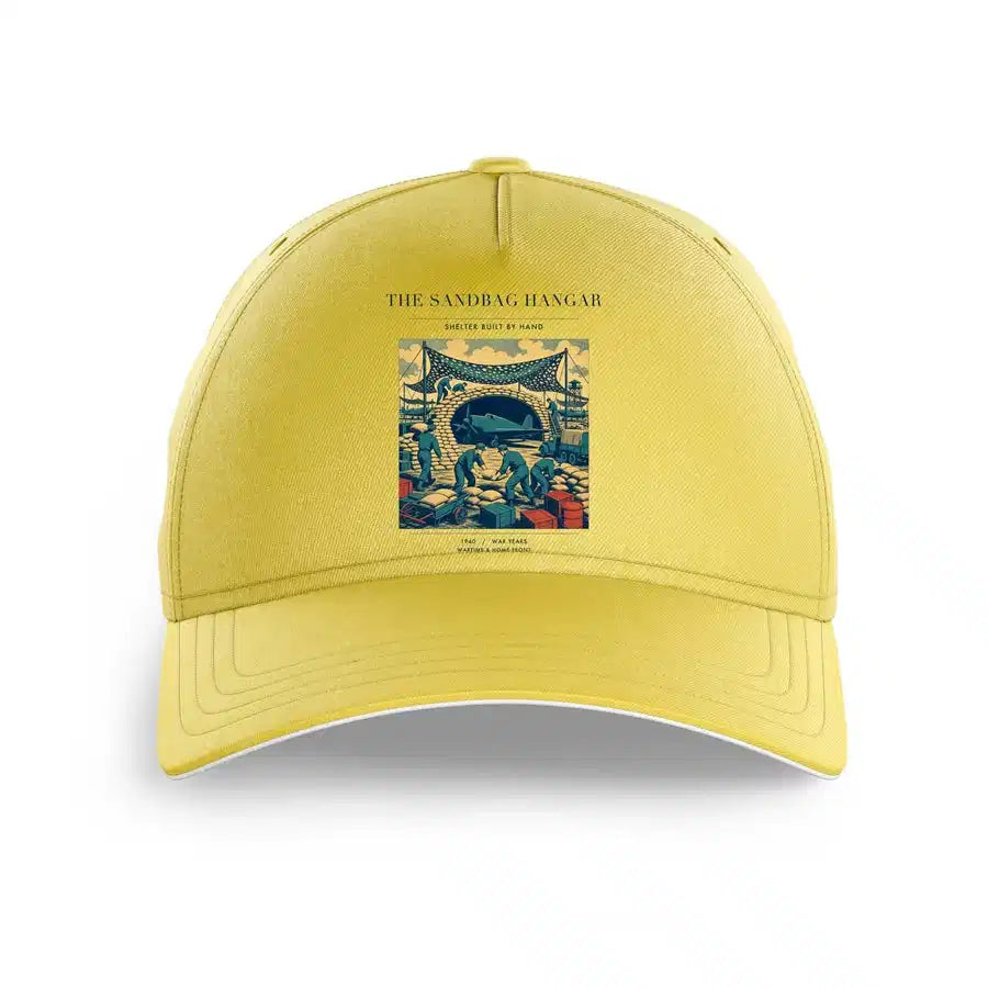 VINTAGE G4505 - The Sandbag Hangar - Printed Hat design on yellow