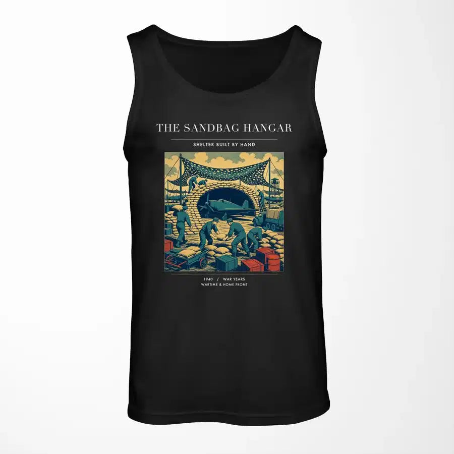 VINTAGE G4505 - The Sandbag Hangar - Designed Tank Tops design on black