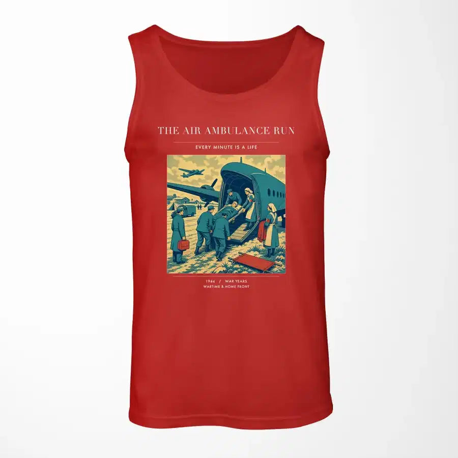 VINTAGE G4506 - The Air Ambulance Run - Designed Tank Tops design on red