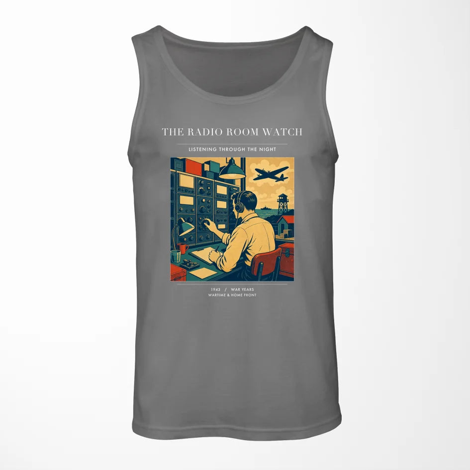 VINTAGE G4514 - The Radio Room Watch - Designed Tank Tops design on gray