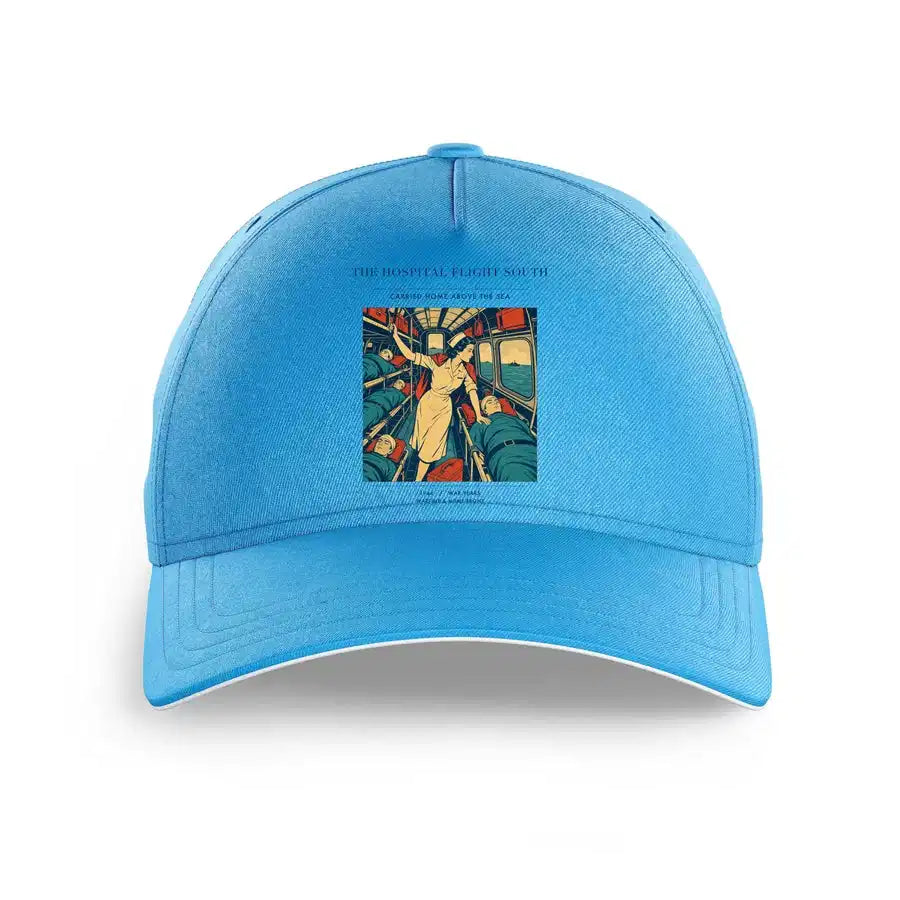 VINTAGE G4515 - The Hospital Flight South - Printed Hat design on lightblue