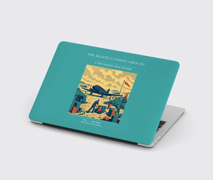 VINTAGE G4517 - The Desert Landing Ground - Designed MacBook Cases design on turquoise