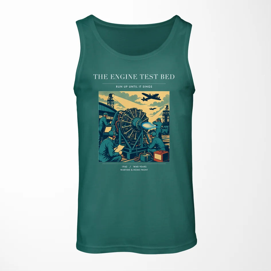 VINTAGE G4520 - The Engine Test Bed - Designed Tank Tops design on green