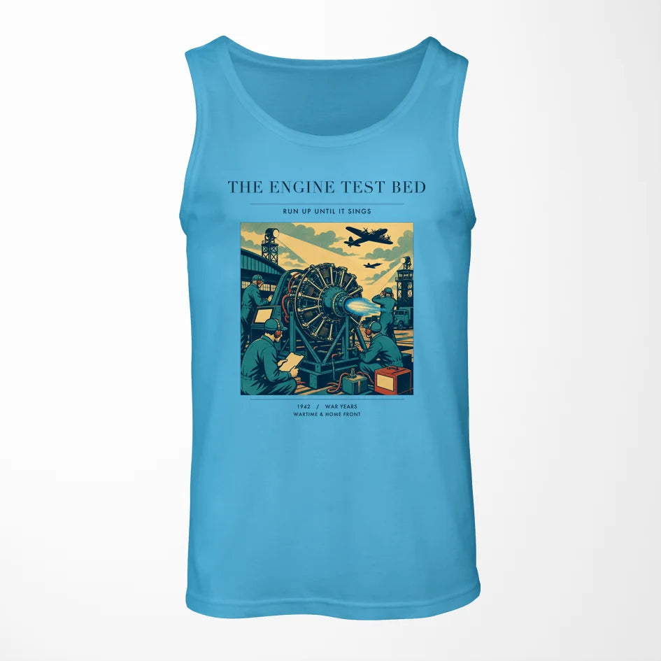VINTAGE G4520 - The Engine Test Bed - Designed Tank Tops design on skyblue