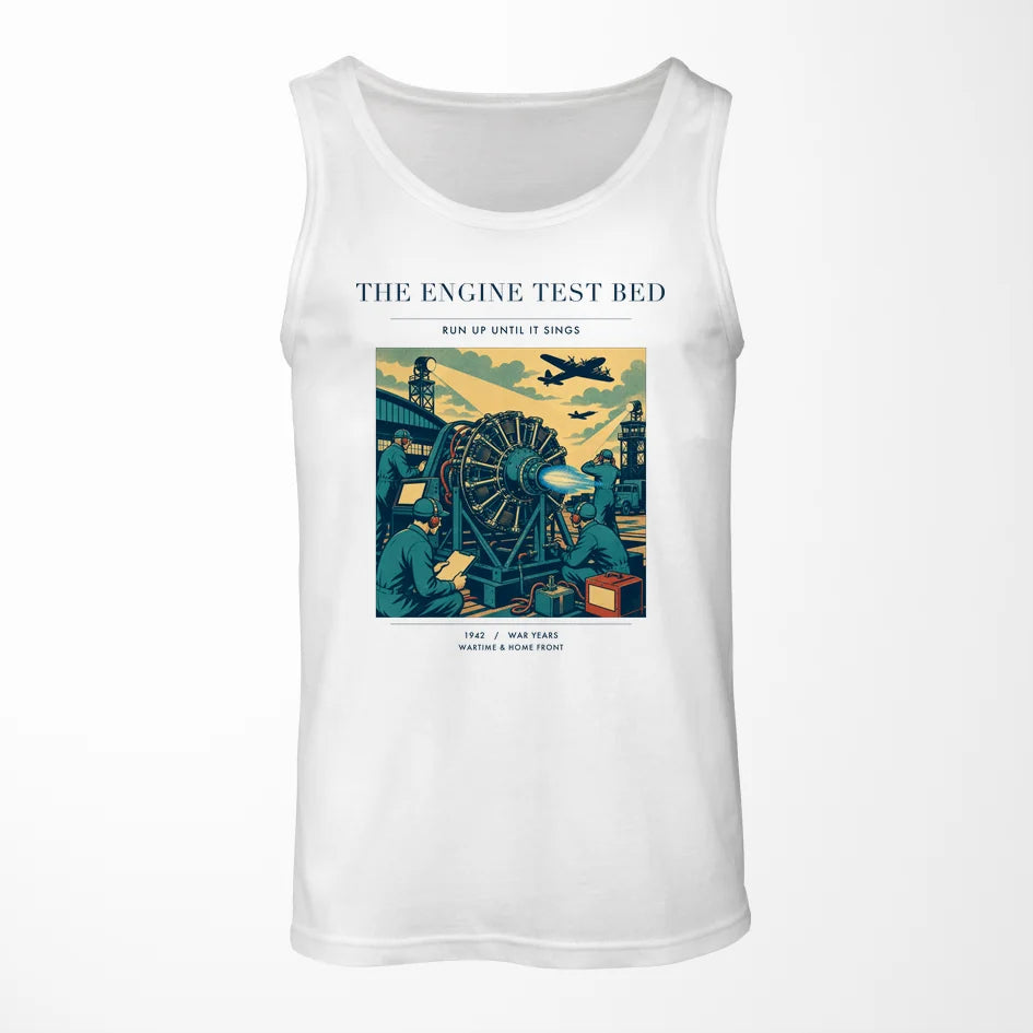 VINTAGE G4520 - The Engine Test Bed - Designed Tank Tops design on white