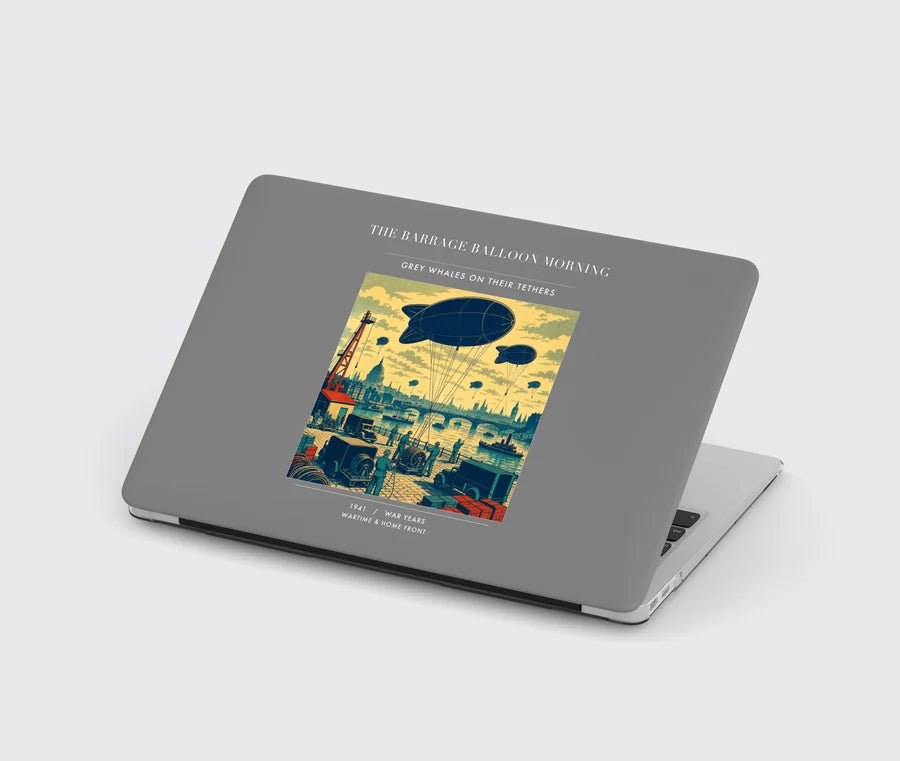 VINTAGE G4521 - The Barrage Balloon Morning - Designed MacBook Cases design on gray