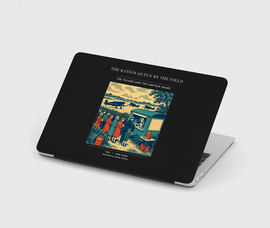VINTAGE G4522 - The Ration Queue By The Field - Designed MacBook Cases design on black