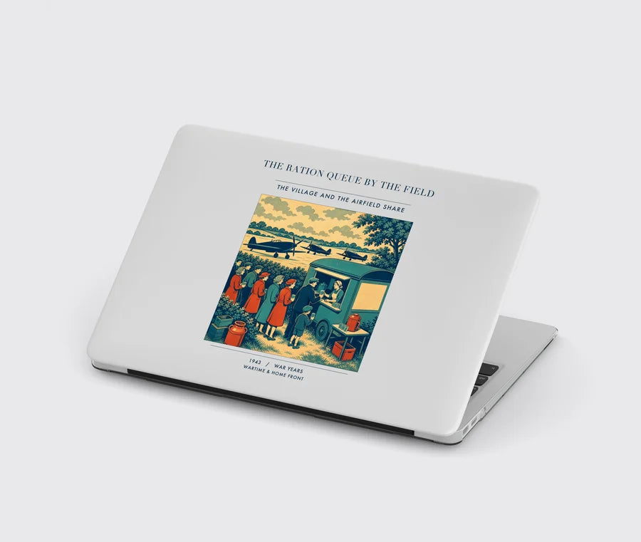 VINTAGE G4522 - The Ration Queue By The Field - Designed MacBook Cases design on lightgray