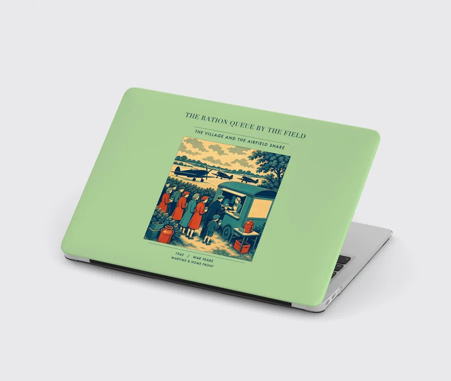 VINTAGE G4522 - The Ration Queue By The Field - Designed MacBook Cases design on lightgreen