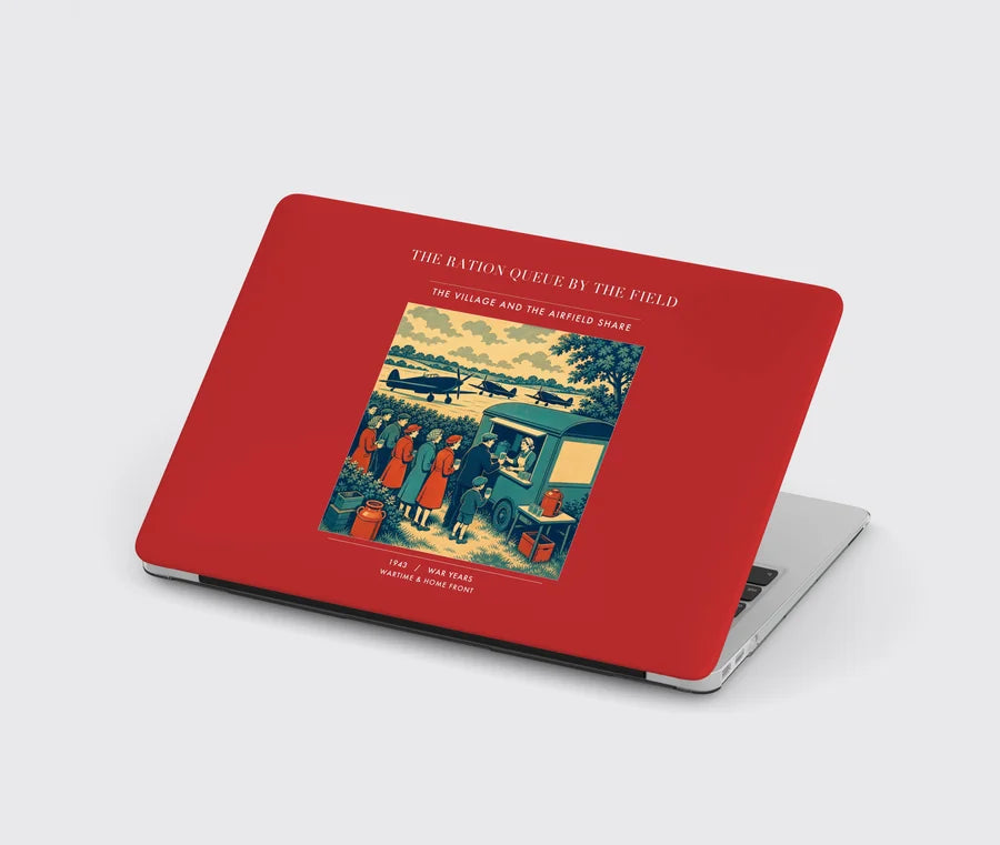 VINTAGE G4522 - The Ration Queue By The Field - Designed MacBook Cases design on red