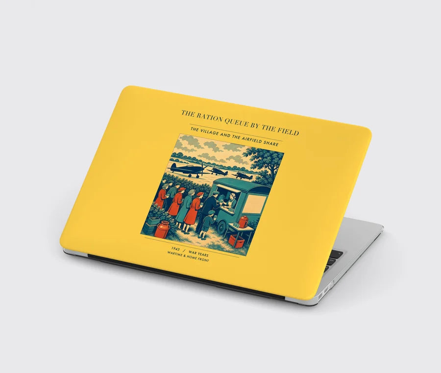 VINTAGE G4522 - The Ration Queue By The Field - Designed MacBook Cases design on yellow