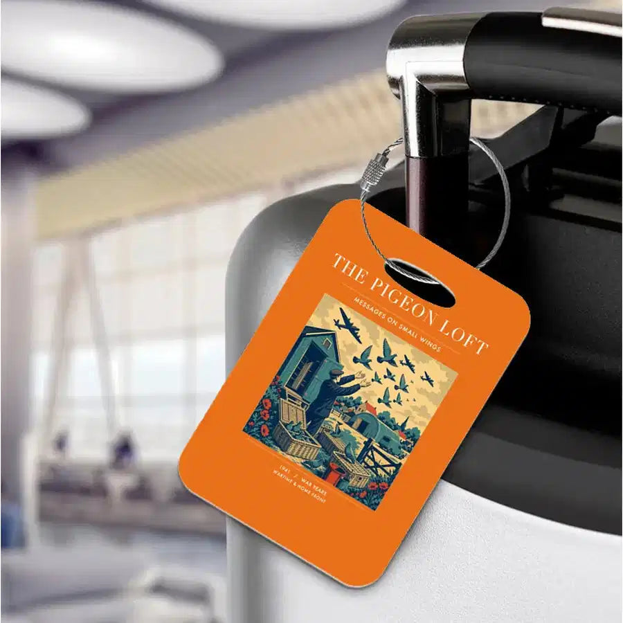 VINTAGE G4526 - The Pigeon Loft - Acrylic Luggage Tags design on orange