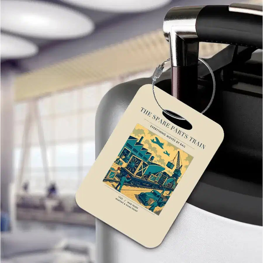 VINTAGE G4527 - The Spare Parts Train - Acrylic Luggage Tags design on beige