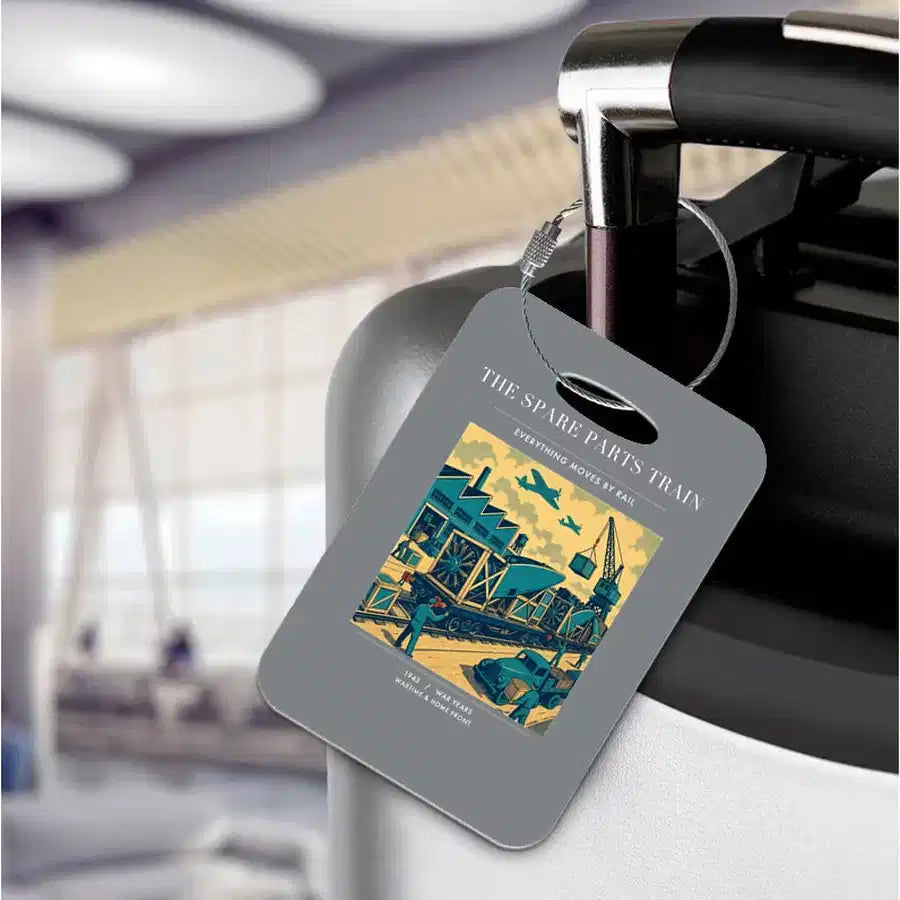 VINTAGE G4527 - The Spare Parts Train - Acrylic Luggage Tags design on gray