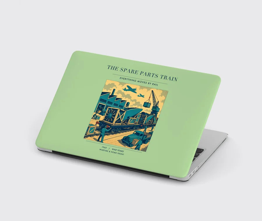 VINTAGE G4527 - The Spare Parts Train - Designed MacBook Cases design on lightgreen