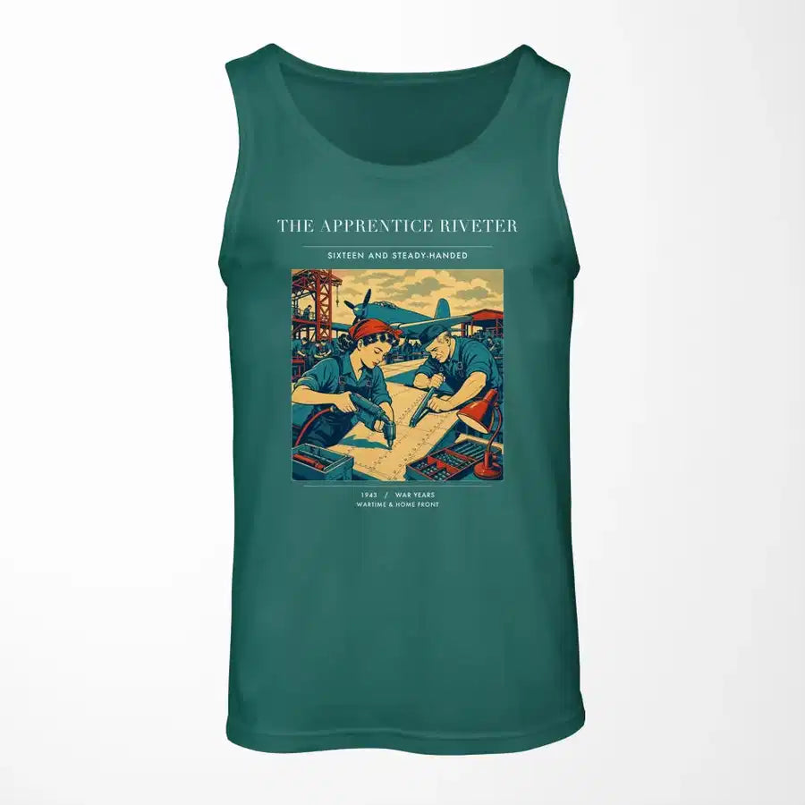 VINTAGE G4530 - The Apprentice Riveter - Designed Tank Tops design on green