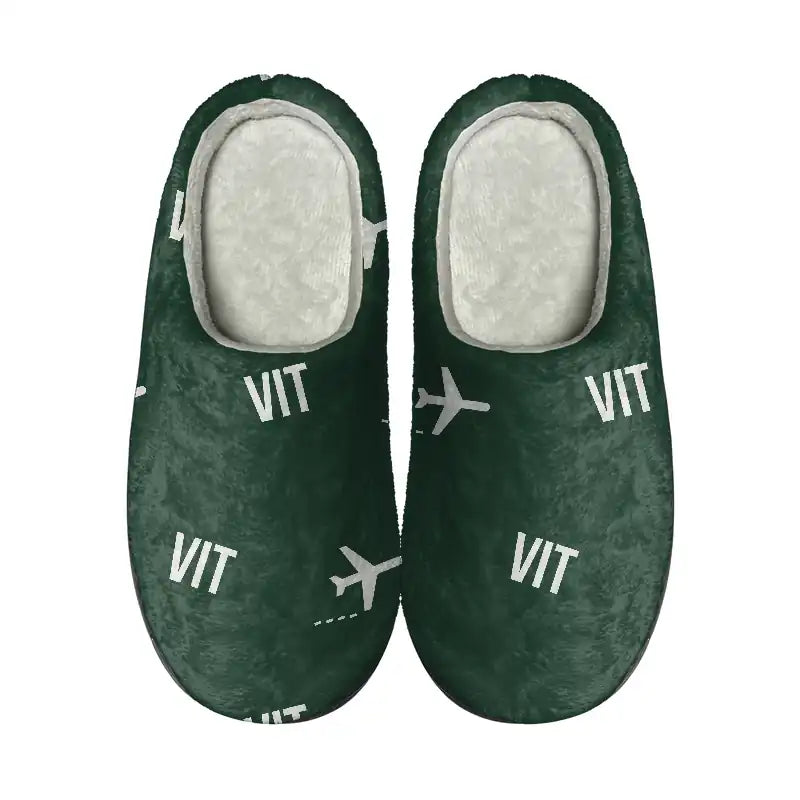 Vitoria Airport (VIT) Slippers & Flip Flops - Slippers - Cotton - Pattern - Dark Green