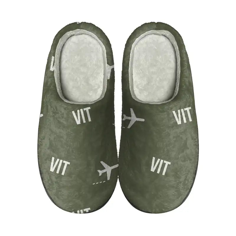 Vitoria Airport (VIT) Slippers & Flip Flops - Slippers - Cotton - Pattern - Green Army